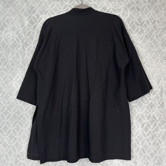 Eileen Fisher Open Front Kimono Cardigan S Black Crepe Pockets Minimal Capsule - Picture 9 of 15